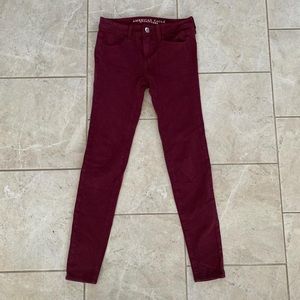 AEO Dark Red Jeggings 0